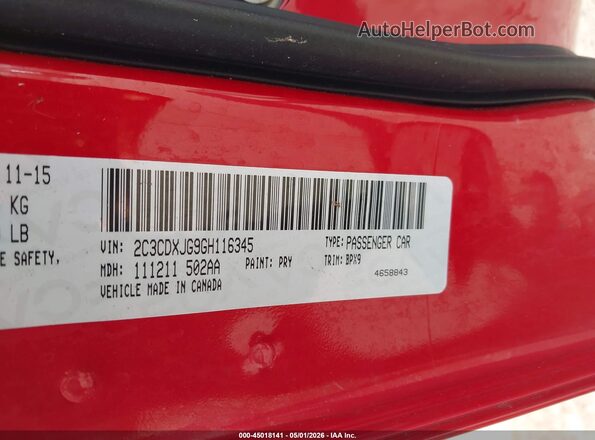 2C3CDXJG9GH116345 2016 DODGE CHARGER Красный Вид подкапотного пространства