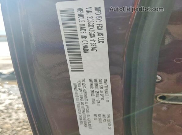 2C3CDXJGXNH162747 2022 DODGE CHARGER Purple Widok naklejki z numerem VIN