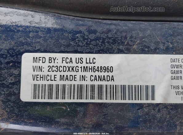 2C3CDXKG1MH648960 2021 DODGE CHARGER Синий Вид подкапотного пространства