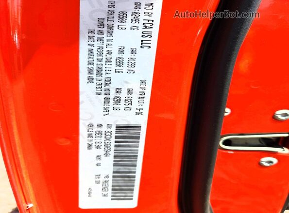 2C3CDXL93GH354464 2016 DODGE CHARGER Orange VIN sticker view