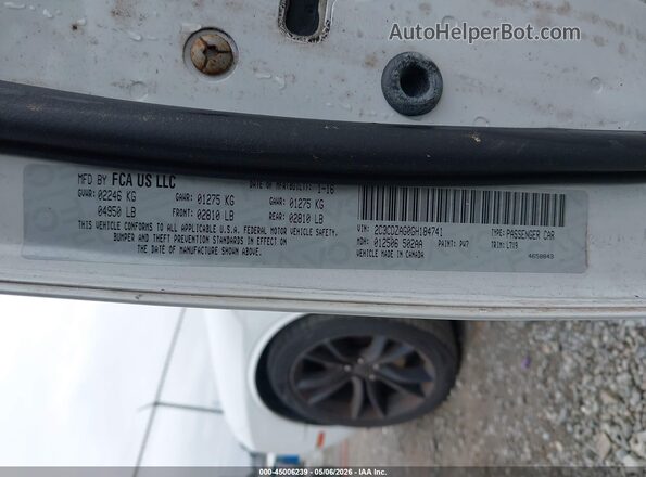 2C3CDZAG0GH184741 2016 DODGE CHALLENGER Белый Вид подкапотного пространства
