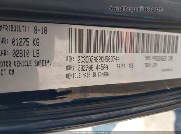 2C3CDZAG2KH503744 2019 DODGE CHALLENGER Черный Вид подкапотного пространства
