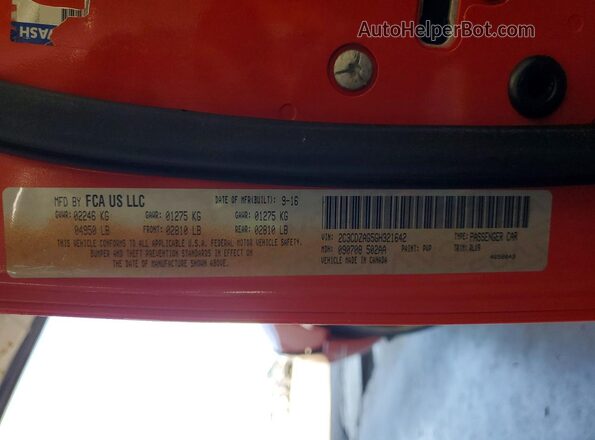 2C3CDZAG5GH321642 2016 DODGE CHALLENGER Orange Widok naklejki z numerem VIN