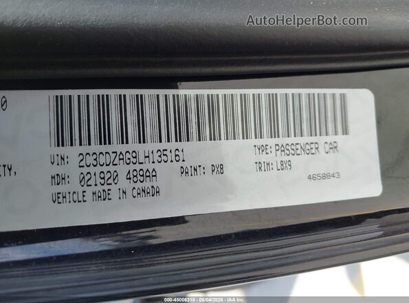 2C3CDZAG9LH135161 2020 DODGE CHALLENGER Black Widok komory silnika