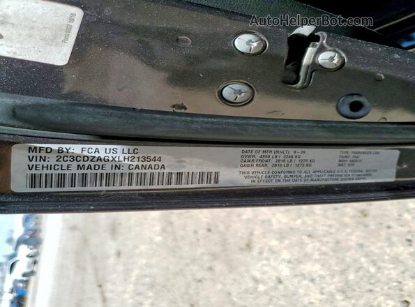 2C3CDZAGXLH213544 2020 DODGE CHALLENGER Charcoal Widok naklejki z numerem VIN