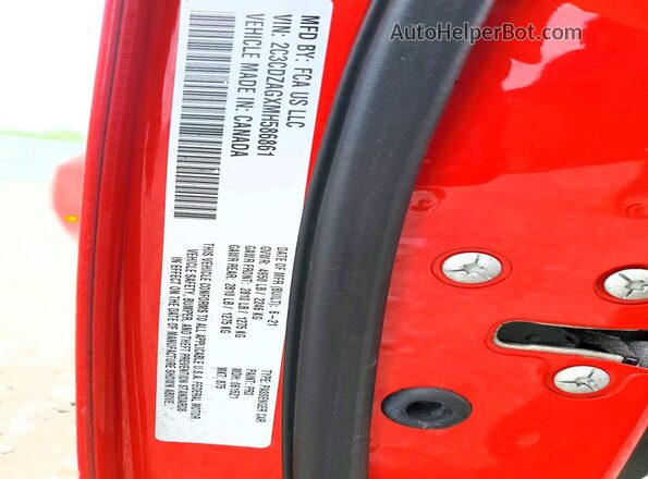 2C3CDZAGXMH586861 2021 DODGE CHALLENGER Красный Вид подкапотного пространства