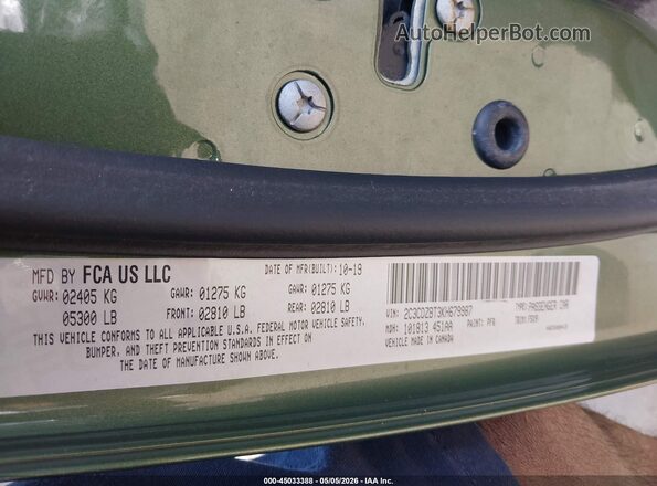 2C3CDZBT3KH679987 2019 DODGE CHALLENGER Зеленый Вид подкапотного пространства