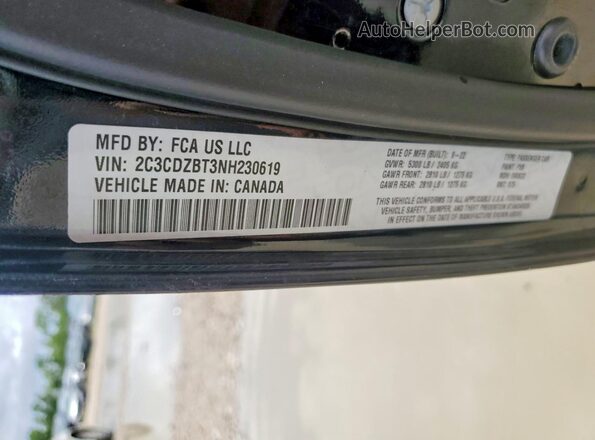 2C3CDZBT3NH230619 2022 DODGE CHALLENGER Черный Вид подкапотного пространства