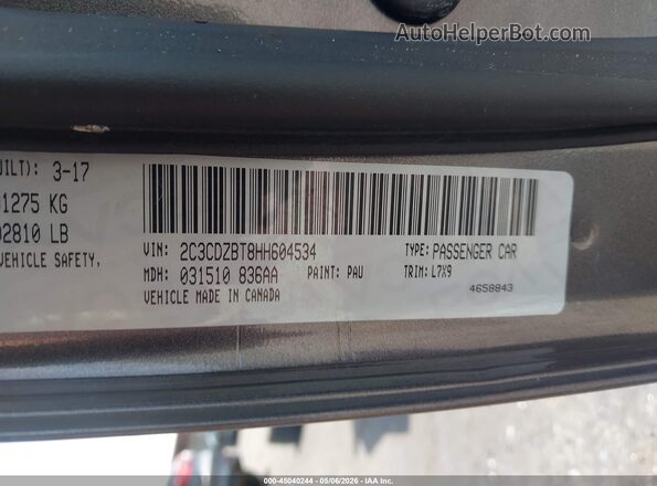 2C3CDZBT8HH604534 2017 DODGE CHALLENGER Серый Вид подкапотного пространства