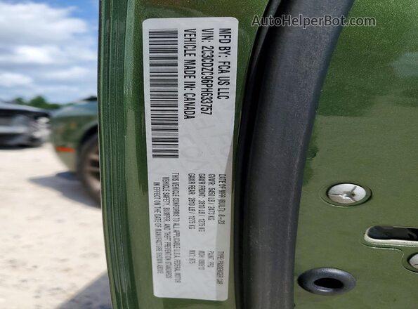 2C3CDZC96PH633757 2023 DODGE CHALLENGER Green VIN კოდის სტიკერის ხედი