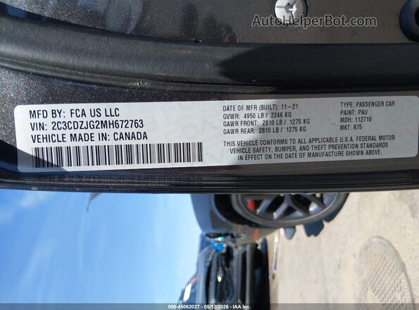 2C3CDZJG2MH672763 2021 DODGE CHALLENGER Gray Widok komory silnika