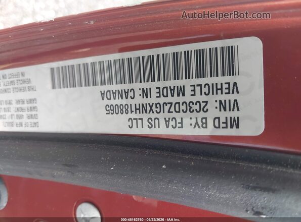 2C3CDZJGXNH188065 2022 DODGE CHALLENGER Оранжевый Вид подкапотного пространства