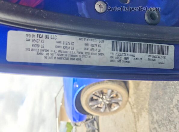 2C3CDZKG4LH146695 2020 DODGE CHALLENGER Синий Вид наклейки с VIN-кодом