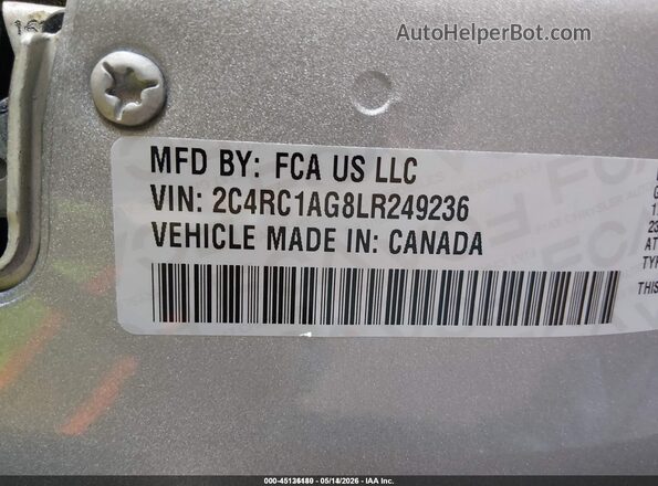 2C4RC1AG8LR249236 2020 CHRYSLER VOYAGER Silver Вид підкапотного простору