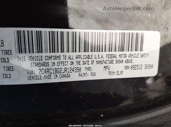 2C4RC1BG2JR124390 2018 CHRYSLER PACIFICA Черный Вид подкапотного пространства