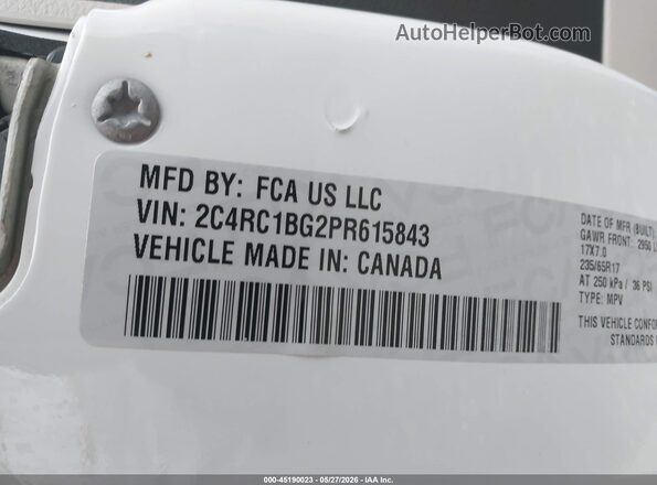 2C4RC1BG2PR615843 2023 CHRYSLER PACIFICA White Widok komory silnika
