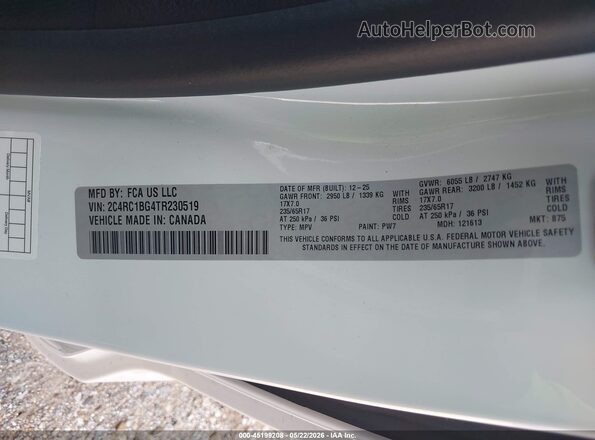 2C4RC1BG4TR230519 2026 CHRYSLER PACIFICA White Vista del compartimento del motor