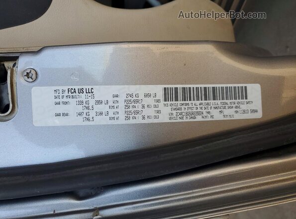 2C4RC1BG5GR229224 2016 CHRYSLER TOWN Серебряный Вид наклейки с VIN-кодом