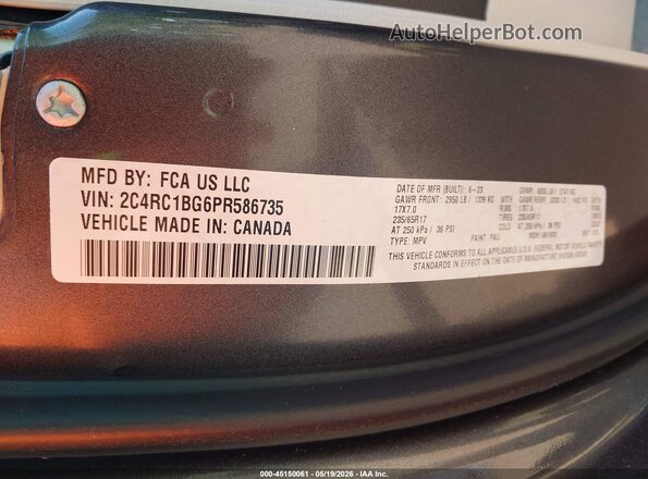 2C4RC1BG6PR586735 2023 CHRYSLER PACIFICA Серый Вид подкапотного пространства