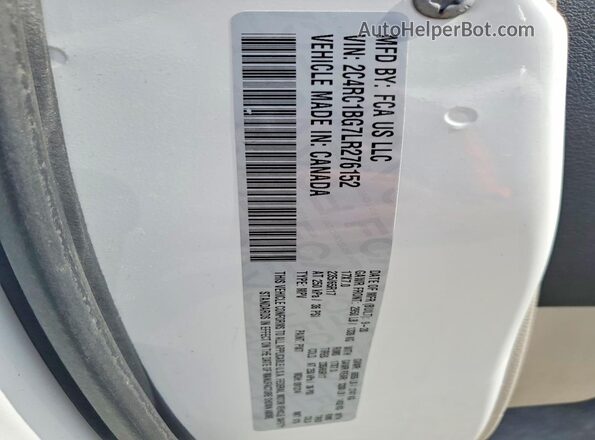 2C4RC1BG7LR276152 2020 CHRYSLER PACIFICA White Vista de la etiqueta del VIN
