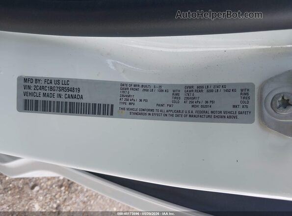 2C4RC1BG7SR594819 2025 CHRYSLER PACIFICA Белый Вид подкапотного пространства