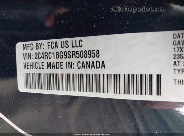 2C4RC1BG9SR508958 2025 CHRYSLER PACIFICA Синий Вид подкапотного пространства