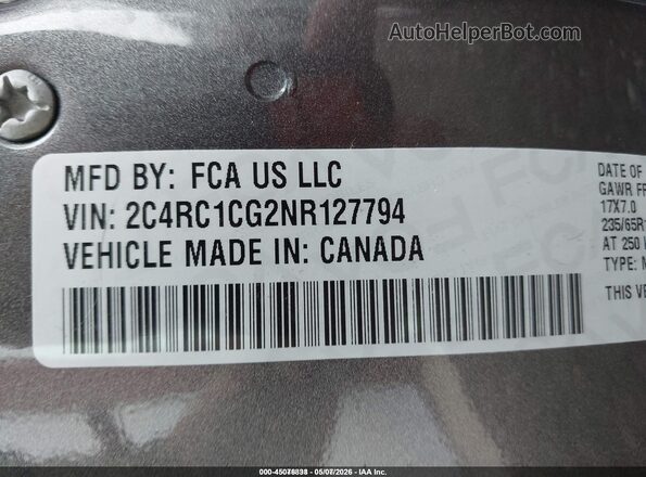 2C4RC1CG2NR127794 2022 CHRYSLER VOYAGER Серый Вид подкапотного пространства