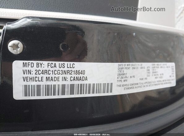 2C4RC1CG3NR218640 2022 CHRYSLER VOYAGER Black Widok komory silnika