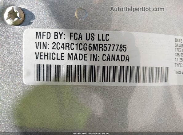 2C4RC1CG6MR577785 2021 CHRYSLER VOYAGER Серебряный Вид подкапотного пространства