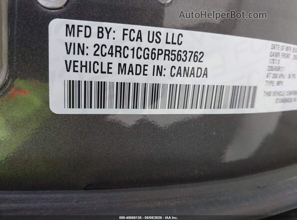 2C4RC1CG6PR563762 2023 CHRYSLER VOYAGER Серый Вид подкапотного пространства