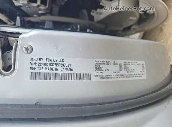 2C4RC1CG7PR597581 2023 CHRYSLER VOYAGER Серебряный Вид наклейки с VIN-кодом