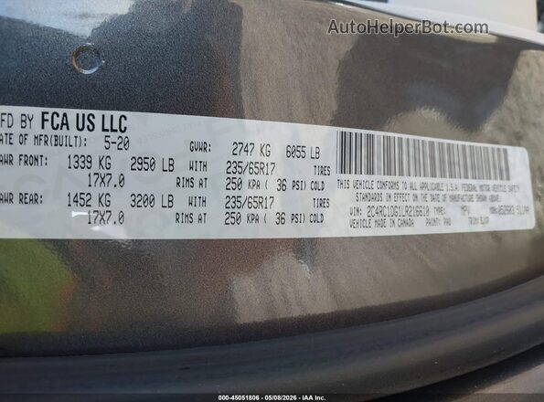 2C4RC1DG1LR216610 2020 CHRYSLER VOYAGER Серый Вид подкапотного пространства