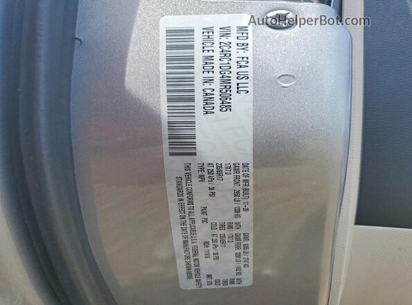 2C4RC1DG4MR506485 2021 CHRYSLER VOYAGER Silver VIN sticker view