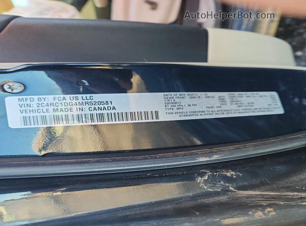2C4RC1DG4MR520581 2021 CHRYSLER VOYAGER Черный Вид наклейки с VIN-кодом