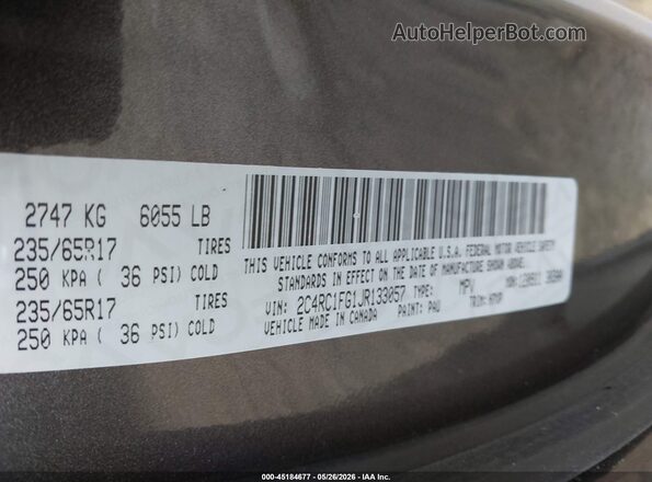 2C4RC1FG1JR133057 2018 CHRYSLER PACIFICA Gray Widok komory silnika