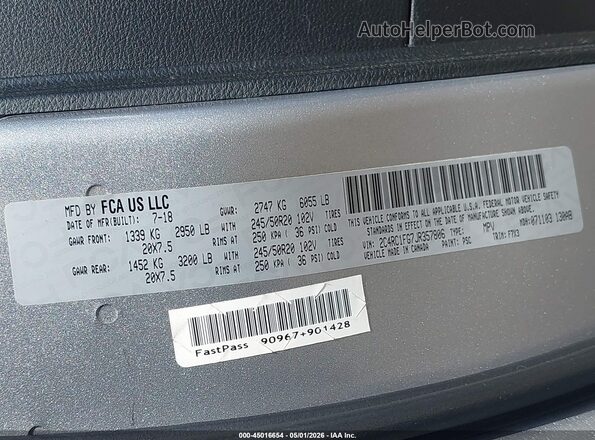 2C4RC1FG7JR357806 2018 CHRYSLER PACIFICA Серебряный Вид подкапотного пространства