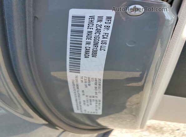 2C4RC1GG0NR138884 2022 CHRYSLER PACIFICA Gray Vista de la etiqueta del VIN