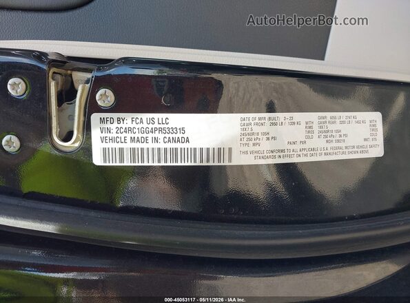 2C4RC1GG4PR533315 2023 CHRYSLER PACIFICA Черный Вид подкапотного пространства
