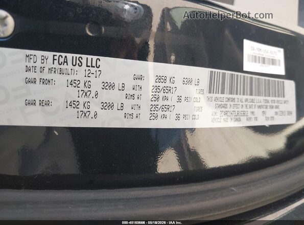 2C4RC1H73JR163612 2018 CHRYSLER PACIFICA Черный Вид подкапотного пространства