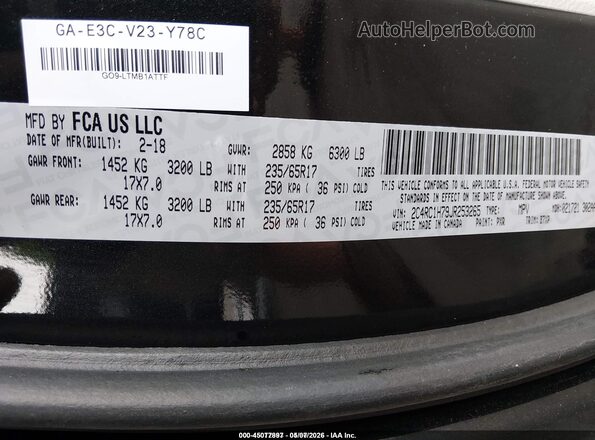 2C4RC1H79JR253265 2018 CHRYSLER PACIFICA Черный Вид подкапотного пространства
