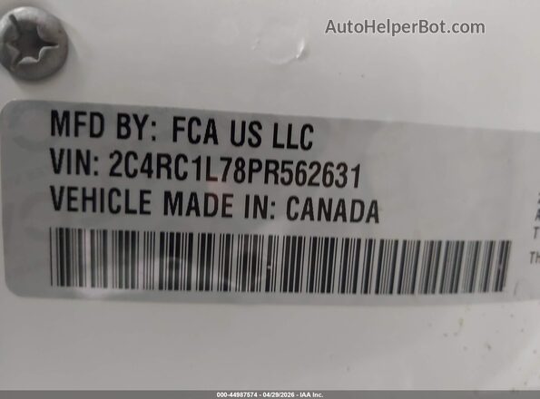 2C4RC1L78PR562631 2023 CHRYSLER PACIFICA Белый Вид подкапотного пространства