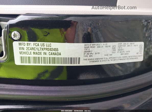 2C4RC1L7XPR592455 2023 CHRYSLER PACIFICA Black ძრავის განყოფილების ხედი