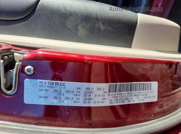 2C4RC1N75LR124589 2020 CHRYSLER PACIFICA Burgundy Панорамний вид салону 360°