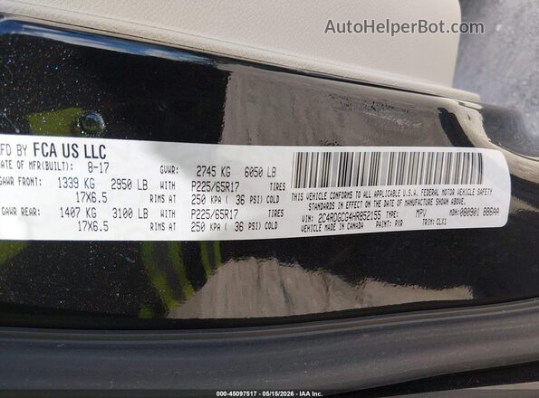 2C4RDGCG4HR852155 2017 DODGE GRAND CARAVAN Черный Вид подкапотного пространства