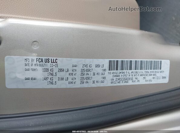 2C4RDGCG5GR220165 2016 DODGE GRAND CARAVAN Золотой Вид подкапотного пространства