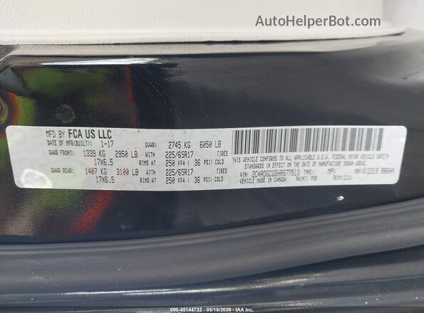 2C4RDGCG5HR677513 2017 DODGE GRAND CARAVAN Черный Вид подкапотного пространства