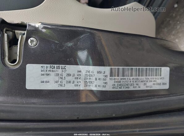 2C4RDGCG7HR712679 2017 DODGE GRAND CARAVAN Серый Вид подкапотного пространства