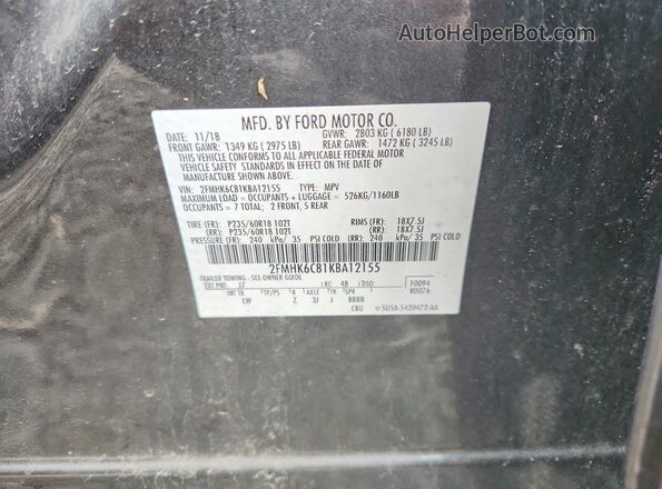 2FMHK6C81KBA12155 2019 FORD FLEX Gray Widok komory silnika