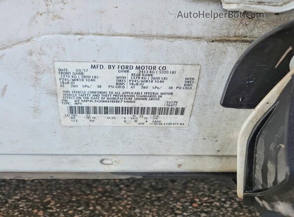 2FMPK3G96HBB71680 2017 FORD EDGE Белый Вид наклейки с VIN-кодом