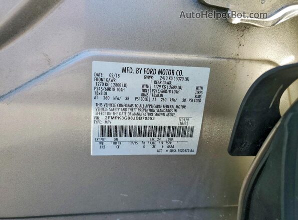 2FMPK3G98JBB70553 2018 FORD EDGE Желто-коричневый Вид подкапотного пространства